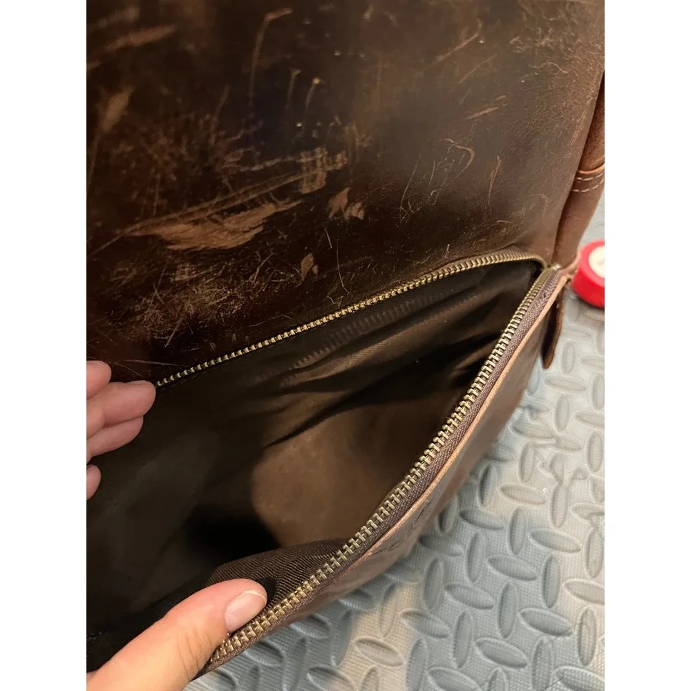 Luxoria Leather Backpack Mens Medium Brown Distressed Laptop Bag Travel Rustic